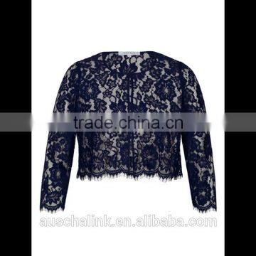 Best Selling Women Spring Fashion Blue Lace Jacket OEM Service photo-4