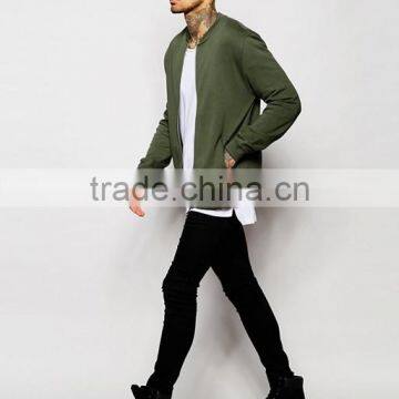 Custom Round Neck Side Pockets Without Hood Green Men's 100% Cotton Casual Breathable Slim Fit Zip Open Blank Jumper Sweatshirt photo-4