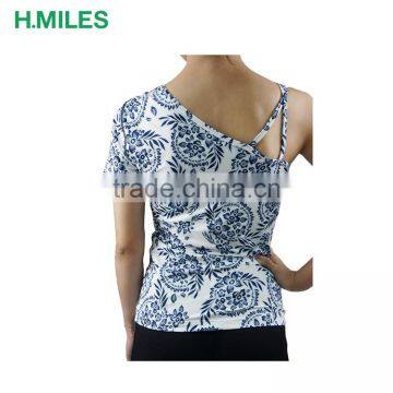 Fitness Wear Quick Dry Women Sexy One Shoulder Design Ladies Sport Top photo-3