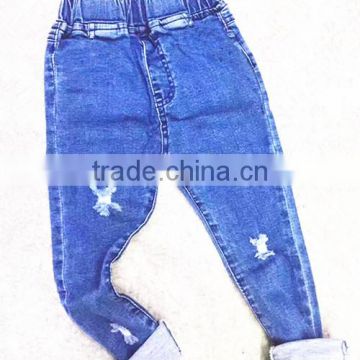 branded boy's casual elastic waistband denim pants