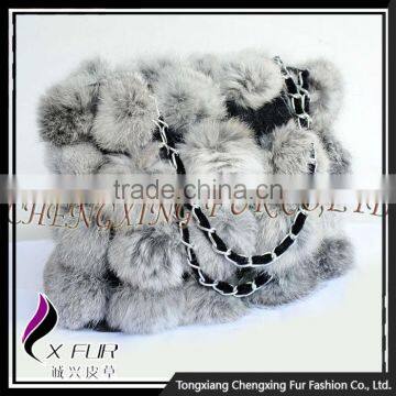 CX-H-11B Wholesale China Women Real Rabbit Fur Ball Fashion Bag