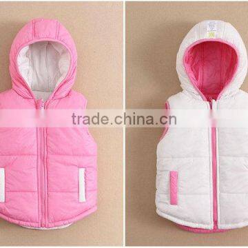 MOM AND BAB kids girls thickened vest jackets, two sides wear baby girls vest winter for wholesale