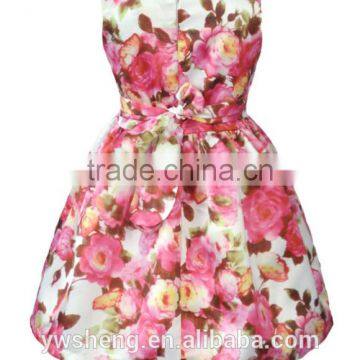2016 Summer New Big Flower Printing Sleeveless Dress Bowknot Vest Girls Skirt photo-4