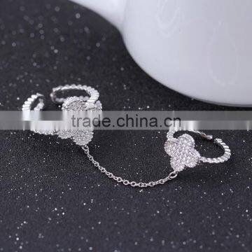 Yiwu Factory Direct Cheap Wholesale Top Quality Romantic S925 Double Chained Rings for Women photo-4