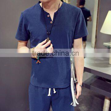 MC1135 2016 linen new arrival no collar classical style stock Summer Men Clothes