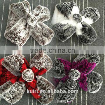 100% Real Fur Scarves Women High Quality Natural Rex Rabbit Fur Scarf With Sliver Fox Fur Wraps Female photo-2