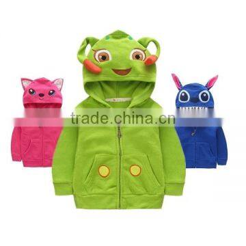 Front Open Sweatshirt Custom Kids Animal Thick Fleece Zipper Hoodies