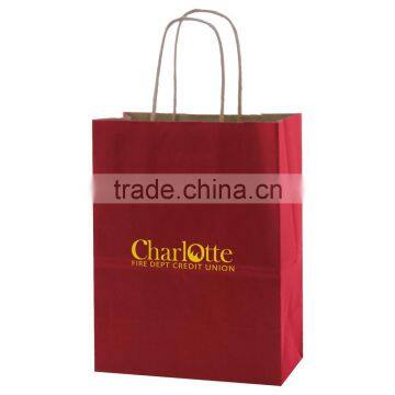 USA Made Solid Tinted Kraft Shopping Bag - Made of Recycled Kraft, Dimensions Are 8" x 4.75" x 10.5" and Comes With Your Logo. photo-2
