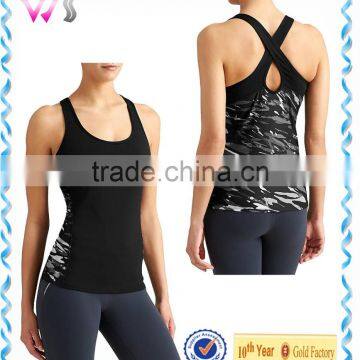 sexy racerback tank gym wear with cross straps customized ladies yoga tank top