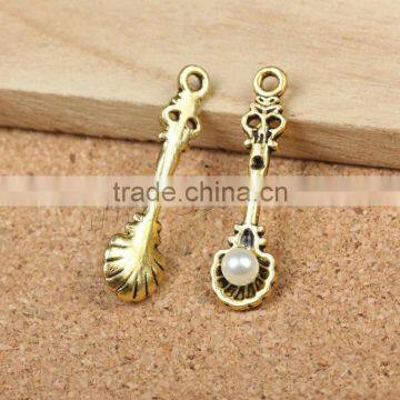 Glass Pearl Zinc Alloy Pendants pearl gift set cage pendants for pearls oyster with pearl