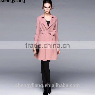 Girls Korean Wool Double Fleece Thin Fabric Midi Long Luxury Coat Manufacturer photo-5