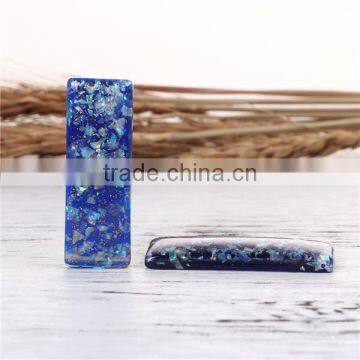 Resin & Shell Mosaic Dome Seals Cabochon Rectangle Royal Blue Glitter photo-2