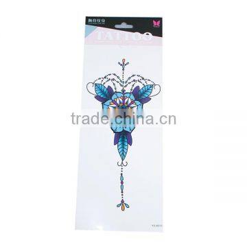 Paper Removable Waterproof Temporary Sternum Tattoo Sticker Body Art Multicolor Flower Leaves Pattern Temporary Tattoos China