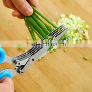 Stainless Steel 5 Layers Kitchen Scissors Multi-functional Shredded Cut Herb Green Onion Cut Scissor Spices Kitchen Tool KC1056