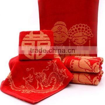 cotton terry cloth towel china style wedding towel 35*75cm made in china