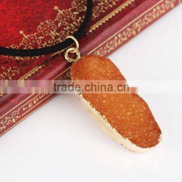 Natural Crystal Quartz Stone Gold Plated Pendant Womens Irregular Necklace photo-3