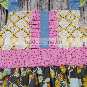 2017 New Designs Flutter Sleeve Patchwork Kids Casual Dresses Baby Girl Dresses photo-2