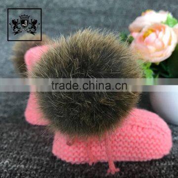 Factory Top Quality Beautiful Dress Shoes Plush Baby Booties With Rabbit Fur Ball