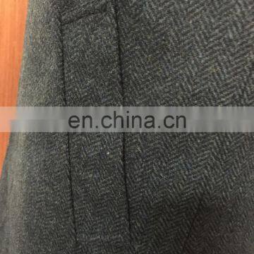 Men's Herringbone Coat With Slanted Pocket and Suede Collar New Style