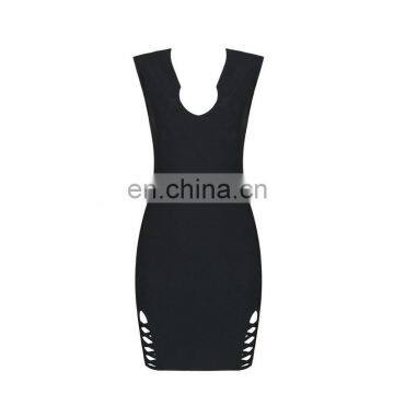 Latest Dresses Design Women Sexy Sleeveless Deep-V Black Short Tight Mini Dress Club Party Dress photo-2