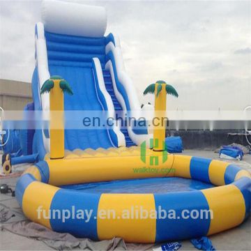 HI blue color childern inflatable jumping slide PVC water slide with pool