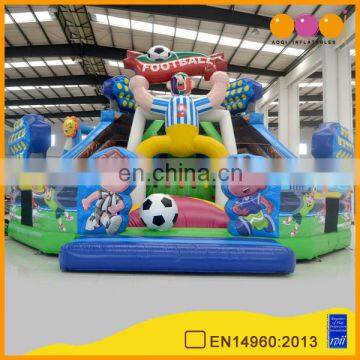 2016 latest design cheap football theme inflatable fun city infltable fun park playground on sale