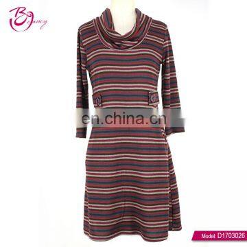 Guangzhou Cowl Neck Stripe Bulk Wholesale Long Dresses