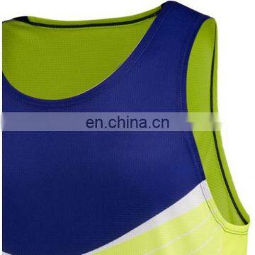 Dark Blue/ Fluo Green Mens Sports Tank Tops/ Newest Design 2015 Running Mens Tank Top photo-3