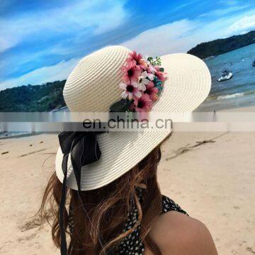 Fashion lady beach straw hat custom