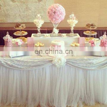 TC207A wedding tablecloths white sequin table cloth online