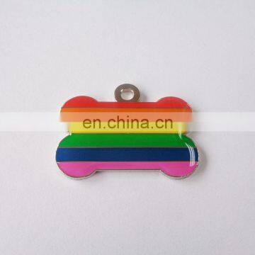 rainbow color bone shaped customized fashion desgin soft enamel hot sale metal dog tag