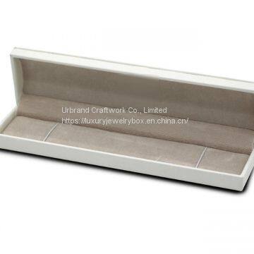 Plastic jewelry box for fashion brand jewelry, plastic box  covered with white PU  outside ​and velvet paper inside