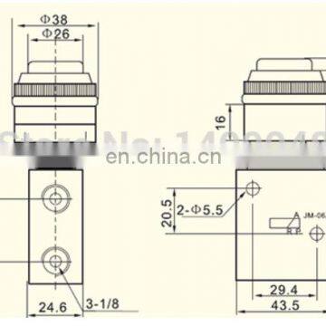 GOGO ATC 3 Way Air Manual Mechanical Control Valve Hand Valve Pneumatic 1/4 Inch JM-06A Spring Reset Type With Plat Round Button photo-5