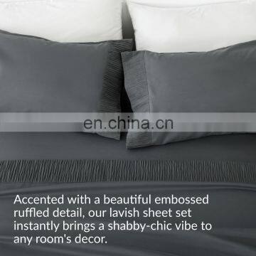Naturelife Luxury Comfortable Full Size Fitted Solid Color Embossed Bed Sheet photo-4