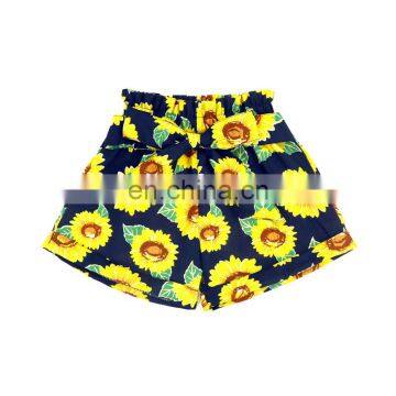 Girl Sunflower Elastic Casual Short Boho Belted High Waist Beach Summer Shorts