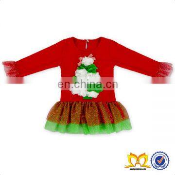 Christmas Latest Western Dress Patterns For Girls Cute Long Sleeve White Dot Green Bow Fashen Socks And Snowman Red Dress Kids photo-4