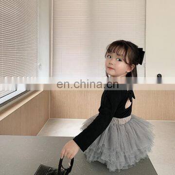 C1026/Kids Bulk Sweet Bow Long Short Sleeve T-shirt for Baby Girls Cotton Boutique Top