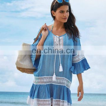 Beach Cover up Swimwear Women Cover ups Lace Beach Dress Tunic Tassel Crochet Bathing Suit Cover ups Pareo de plage Beachwear