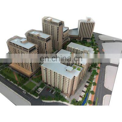 Ho scale maquette 3d model for apartment houses with warm LED light