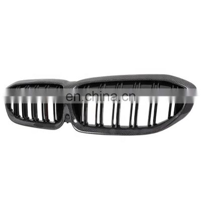 Carbon fiber front bumper grille for BMW 3 series G20 2019+ with Double  Sla t Line