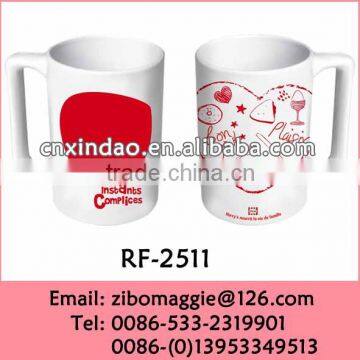 U Shape Promotional Ceramic Chalk Mug with Sqaure Handle for Modern Milk Mug