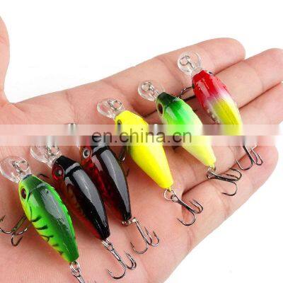 4.4cm 3.8g 6colorsPlastic Mini Bionic Bait With Treble Hooks Tackle Sea Bass Crank Bait photo-3