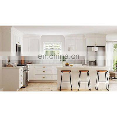 USA Modern Shaker Style Kitchen Furniture Custom Made White Solid Wood Kitchen Cabinets Designs