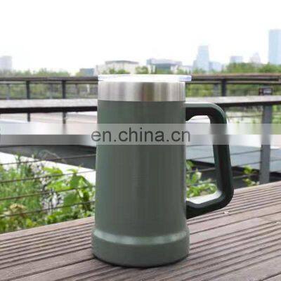 Wholesale Low MOQ Double Wall 700ML Stainless Steel Vacuum Insulation Thermos Beer Tankard Stanley Coffee Beer Travel Mug Cup