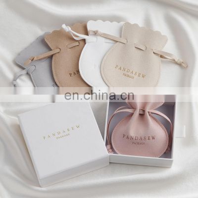 PandaSew Luxury Custom Logo Jewelry Drawstring Bag Microfiber Gift Packaging Ring Earrings Jewelry Pouch