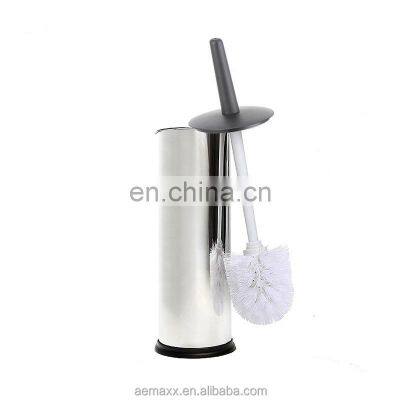 Top selling mirror household stainless steel 410 toilet cleaning brush with holder bathroom free standing toilet brush