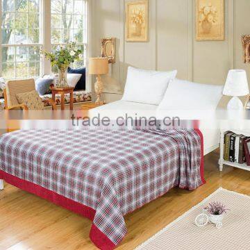 Wholesale cheap red plaid printed customized cotton terry blanket