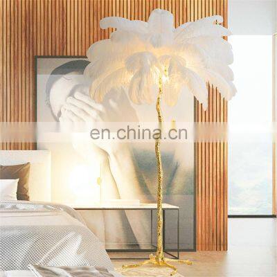 Modern Luxury Ostrich Feather E14 Light Modern Copper Floor Light For Living Room