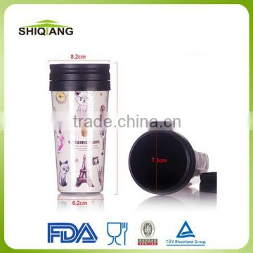 400ml 14oz good sell picture insert promotional plastic DIY coffee thermal mugs