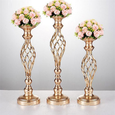 Gold Metal Candle Holders Stand Flowers Vase Candlestick As Road Lead Candelabra Centerpieces Wedding Event Table Decorations